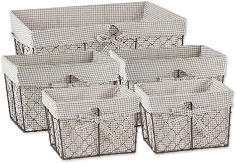 DII Farmhouse Chicken Wire Storage Baskets with Liner, Set of 5, Assorted Sizes, Rustic Stone Gin... | Amazon (CA)