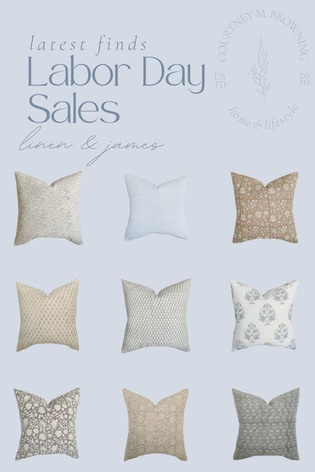 Labor Day sale - 20% off everything at linen and James with code LABORDAY20, pillows, designer pillows, home decor, neutral home, coastal decor, block print pillow 

#LTKsalealert #LTKhome