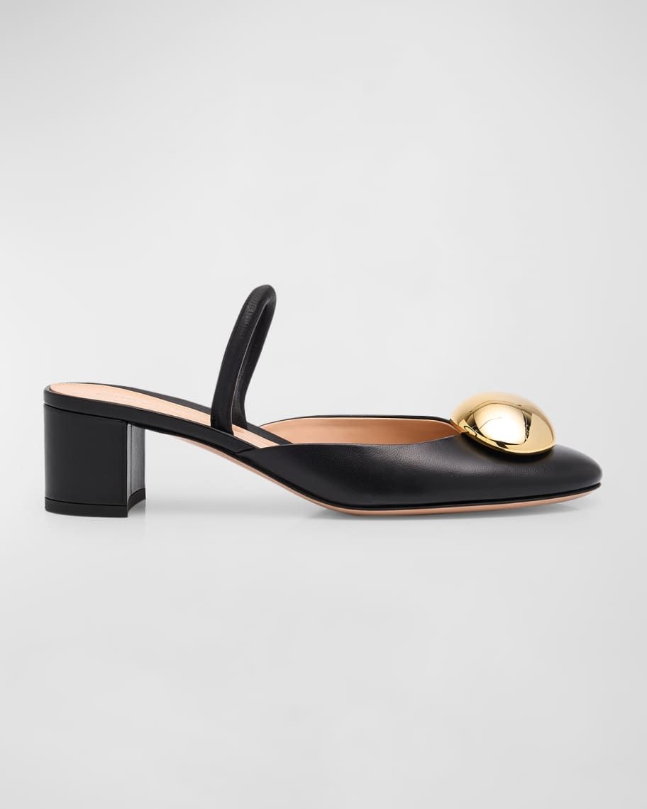 Gianvito Rossi Leather Dome Slingback Pumps | Neiman Marcus