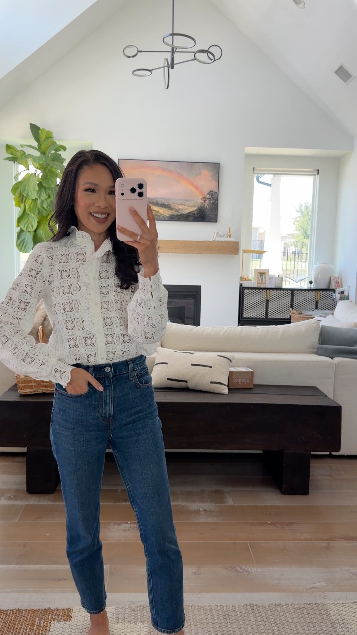 Stunning guipure or Venice lace blouse made from organic cotton. Perfect for moms who want an elevated casual look. Pair with jeans or trousers and can be work for workwear, too. Dress it up or down. Wearing size 2. 

#LTKSeasonal #LTKPetite