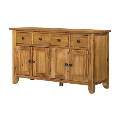 Farmhouse Brown Cabinet With Four Drawers And Dual Doors | Wayfair North America