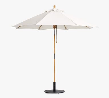 9' Round Outdoor Patio Umbrella – Teak Tilt Frame​ | Pottery Barn (US)