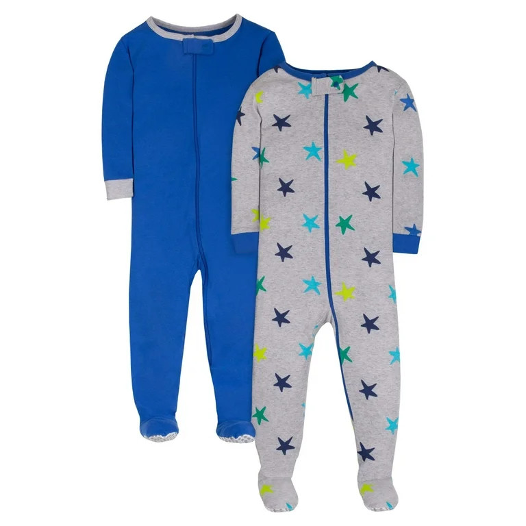 Little Star Organic Baby Boys & Toddler Boys Brights 1-Piece Snug Fit Cotton Sleeper Footed Pajam... | Walmart (US)