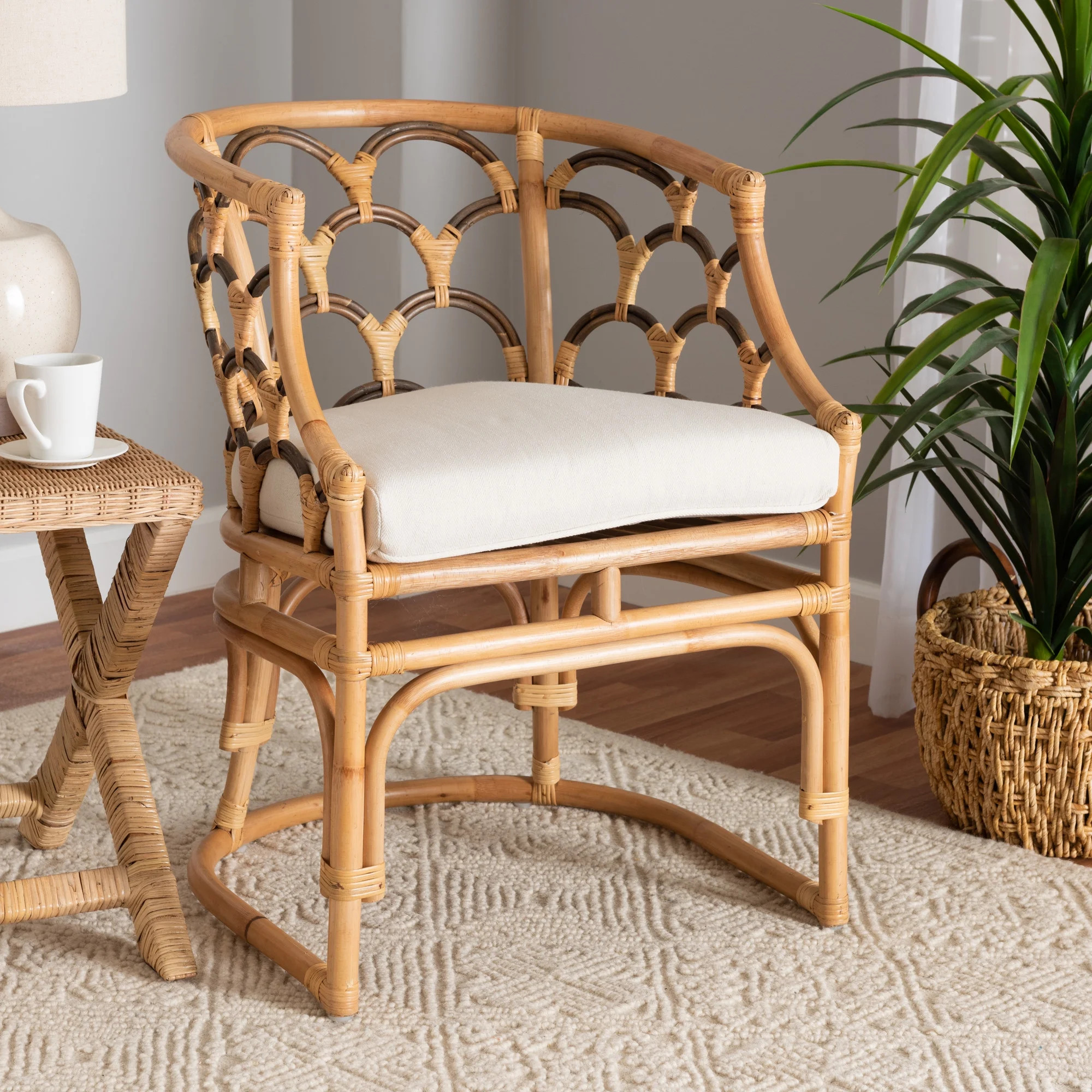 bali & pari Aster Rattan BOHO Accent Chair, Natural Brown - Walmart.com | Walmart (US)