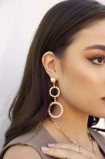 Night Out Double Pearl Hoop 18k Gold Plated Drop Earrings | Ettika