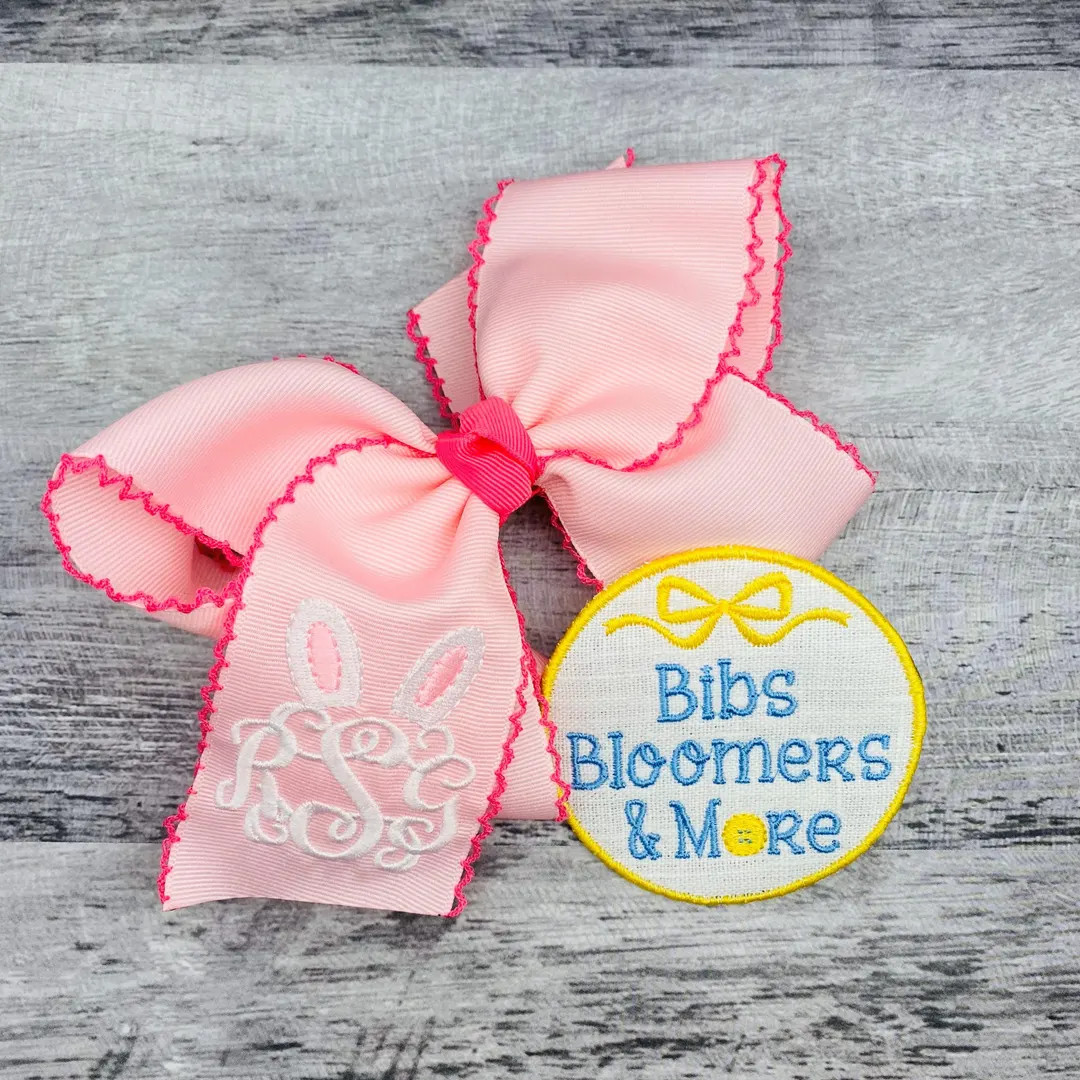 Easter Bunny Ears Monogram Hair Bow | Etsy (US)