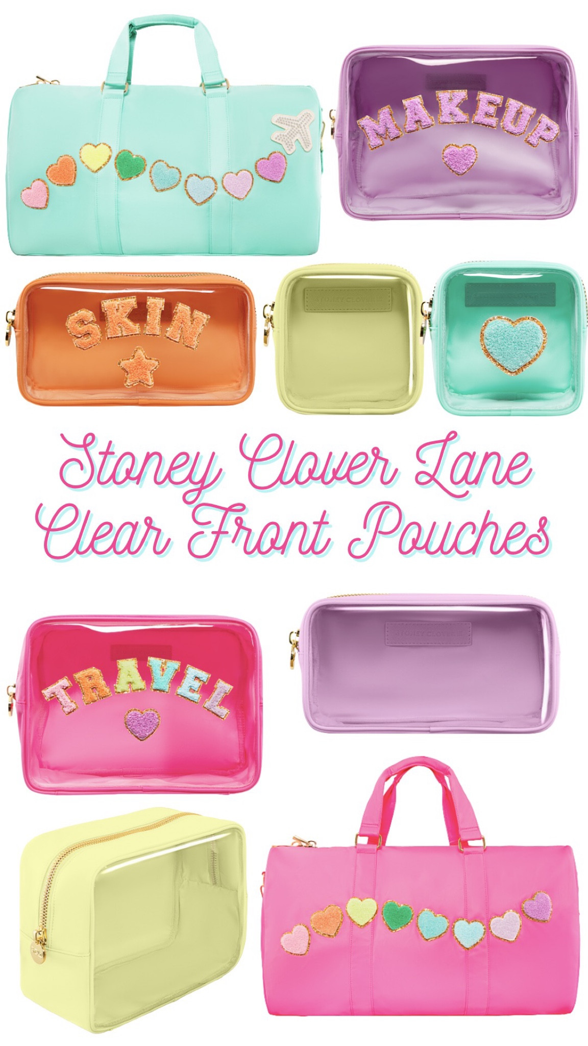 Stoney Clover Lane Clear Front Pouches in Large, Small, & Mini, and in both plain and pre-customized! Travel pouch, makeup bag, cosmetic bag, organizer, organization 

#LTKitbag #LTKBacktoSchool #LTKtravel