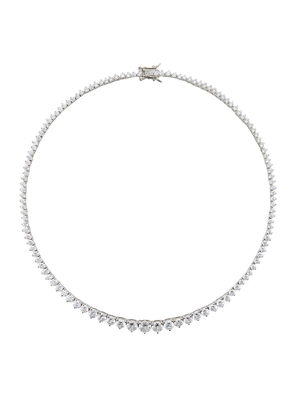 CAMPBELL GRADUATED, LAB WHITE SAPPHIRE SILVER RIVIÈRE NECKLACE | Dorsey