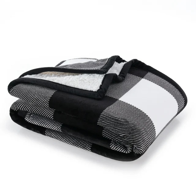 Better Homes & Gardens Printed Reverse Faux Shearling Throw, Black Buffalo Plaid, 50" x 60" | Walmart (US)