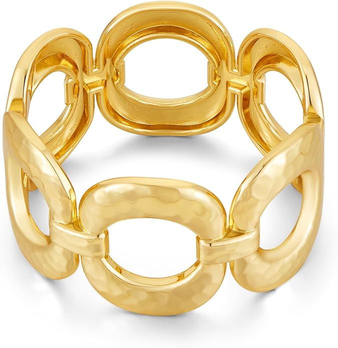 Chunky Gold Bracelet for Women - Bold Bangle and Statement Adjustable Bracelet, Modern Chunky Jew... | Amazon (US)