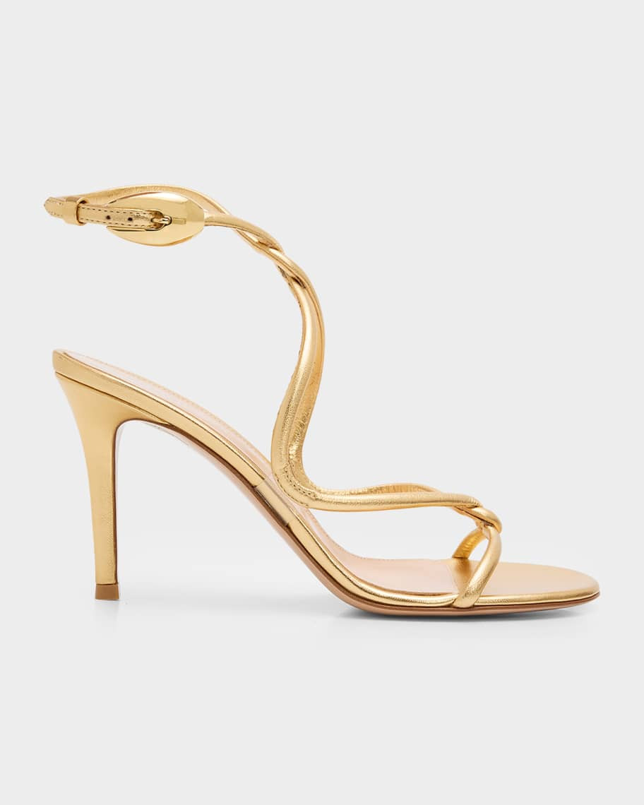 Gianvito Rossi 85mm Mamba Metallic Nappa Leather Sandals | Neiman Marcus
