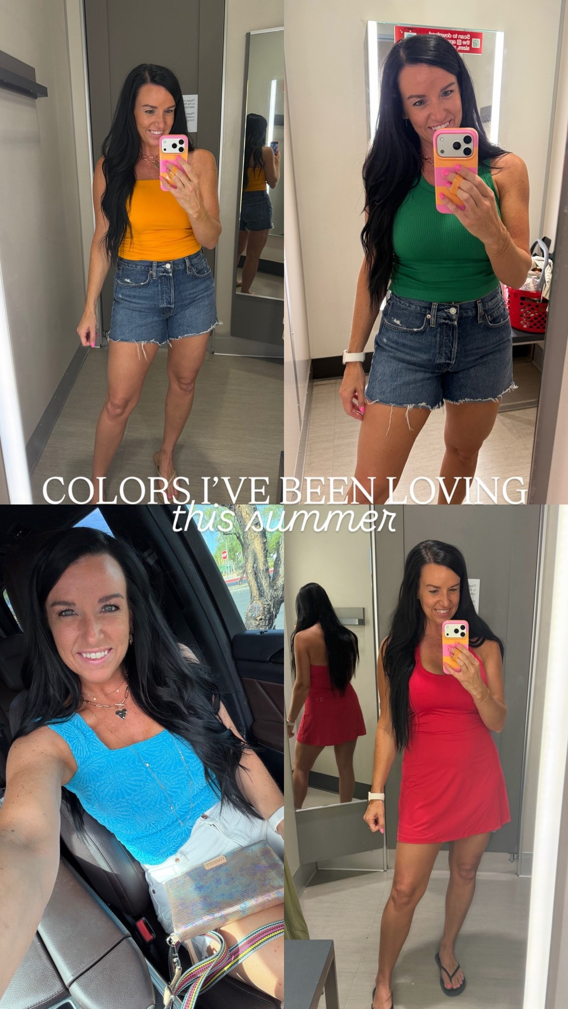 Colorful summer outfits! ☀️ 

I sized up to a M in the orange and green tops. (The green keeps going in and out of stock😭 but there are more fun colors in that Old Navy style!) I am in my normal size S in the blue top and red activewear dress. The denim shorts are a splurge well worth it. They fit TTS, I’m in a 4/27. (More washes)


Target outfit, old Navy outfit, agolde shorts, free people top, Erin McDermott jewelry

#LTKootd