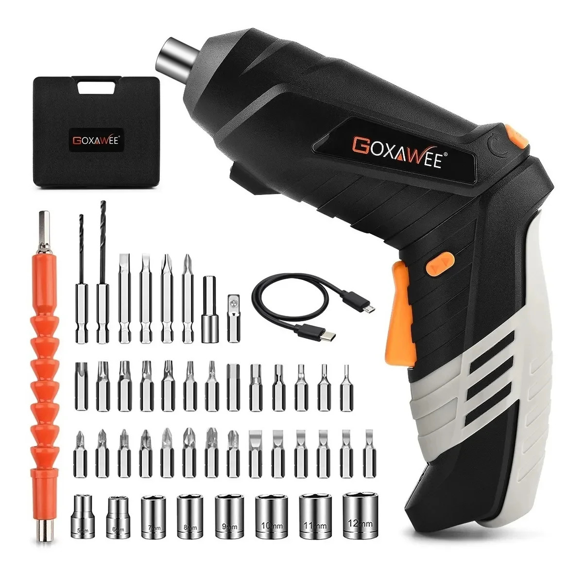 GOXAWEE Cordless Electric Screwdriver with Pivoting Handle, LED Light and 46pcs Bit Set, 3.7V, 20... | Walmart (US)
