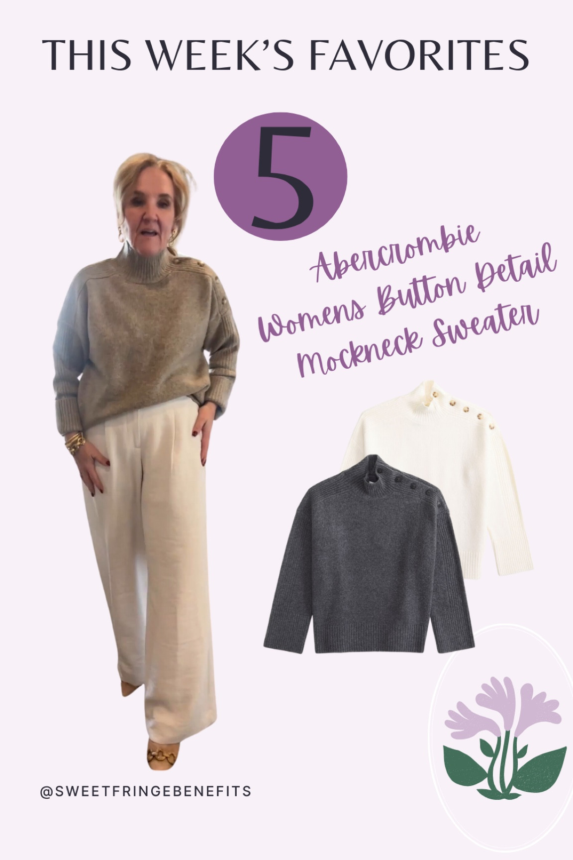 Mock turtleneck with button detail from Abercrombie. In four colors, three solid colors and a stripe.

Abercrombie mockneck sweater button detail sweater

#LTKOver40 #LTKSeasonal #LTKMidsize