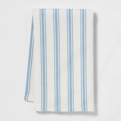 Cotton Basketweave Stripe Kitchen Towel Blue - Threshold™ | Target