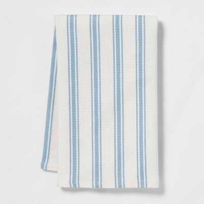 Cotton Basketweave Stripe Kitchen Towel Blue - Threshold™ | Target