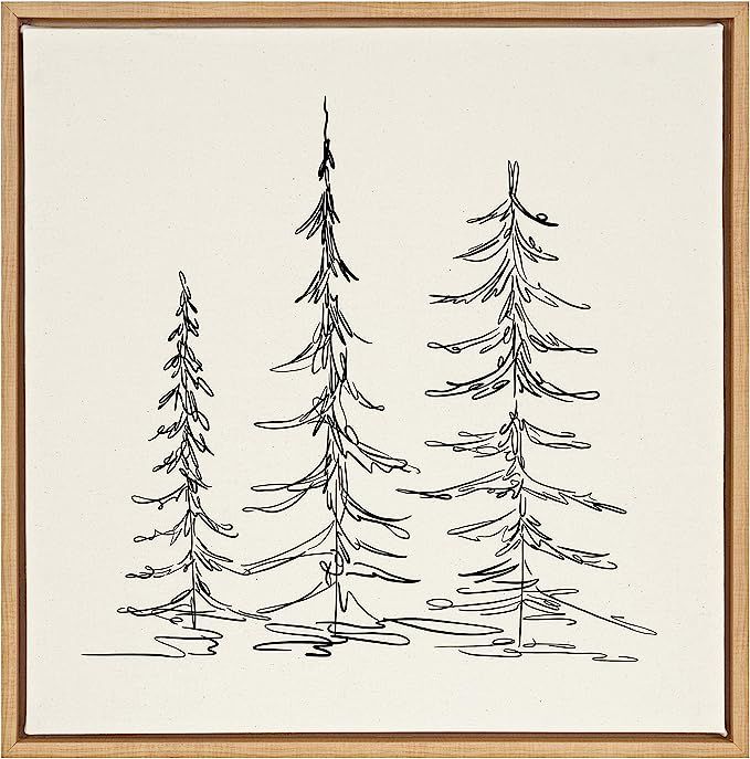 Kate and Laurel Sylvie Minimalist Evergreen Trees Sketch Framed Canvas Wall Art by The Creative B... | Amazon (US)
