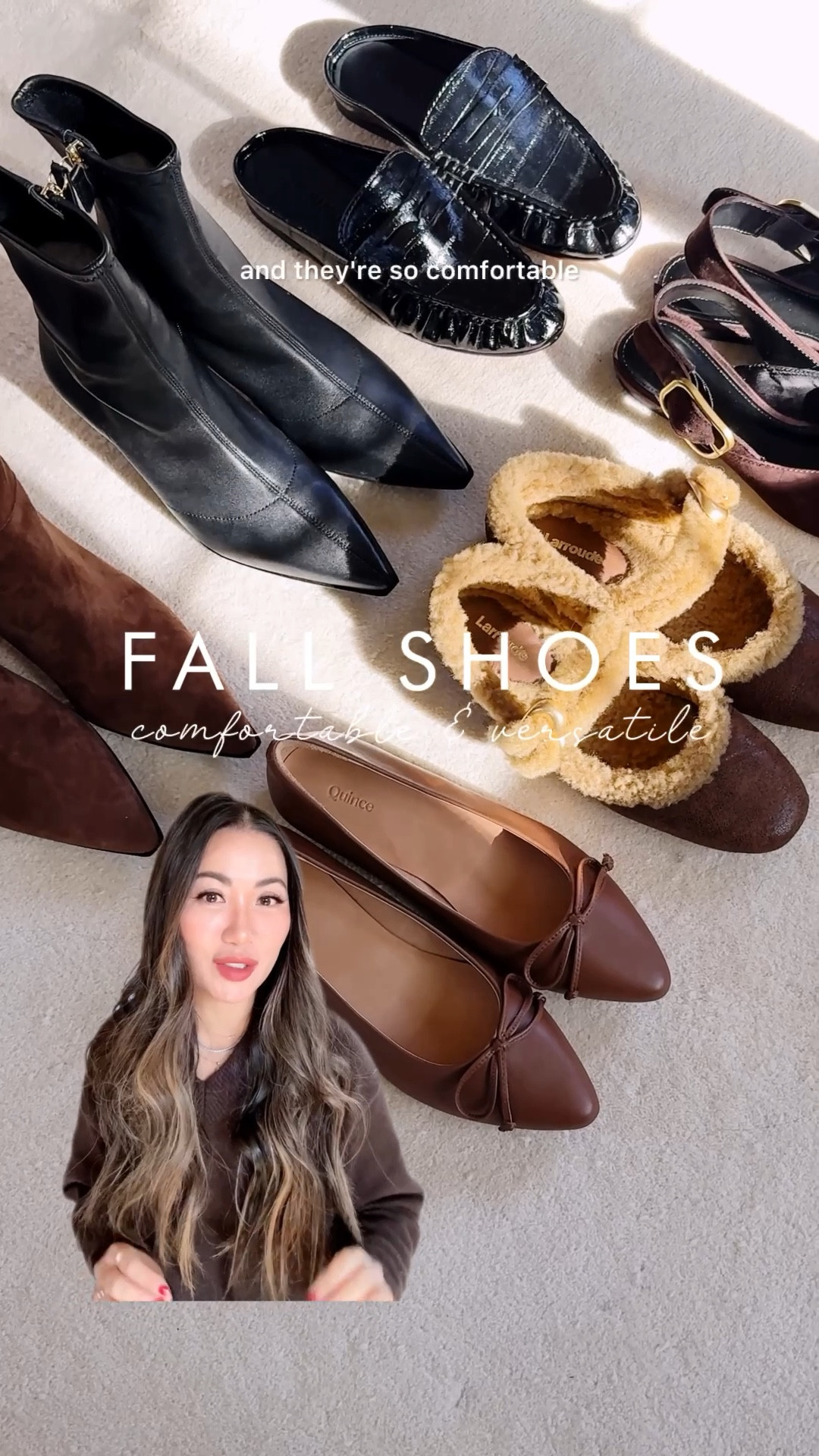 A round-up of my favorite fall shoes 🍂🍂🍂 

For size reference, I’m a US 5 in shoes. 

1. Larroudé - The textured flats are super cozy and comfortable. I find the fit TTS. I’m a US 5 and I fit a 5 perfectly in these. 

2. Steve Madden croc mules - affordable and comfortable! Identical to YSL mules. I find the fit TTS. I’m a US 5 and I fit a 5 perfectly in these. 

3. J.Crew black boots - these boots have a shaft height that blends seamlessly under jeans and trousers.  Comfortable kitten heel height. I find the fit TTS. I’m a US 5 and I fit a 5 perfectly in these. 

4. J.Crew suede tall boots - very comfortable with a kitten heel height. Suede is rich and buttery. Great classic fall boots! I find the fit TTS. I’m a US 5 and I sized up in a 5.5 in these, because I wanted more of a gap between my legs and the boot shaft. I could also fit into a US 5 in these. They’re great with midi sweater dresses or over leggings for fall. 

5. Quince leather pointed bow flats - affordable and comfortable! The leather is smooth and beautiful. These are highly reviewed and many say they’re comfortable straight out of the box. I find that I had to walk around the house in them once or twice for a soft break-in. Now, they are so comfortable! I find the fit TTS. I’m a US 5 and I fit a 5 perfectly in these.

#LTKShoeCrush #LTKFindsUnder100 #LTKSaleAlert