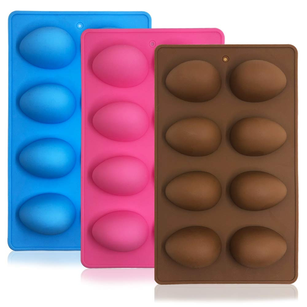 SENHAI 3 Pcs Egg Shape Silicone Molds, 8-Cavity Food-grade Baking Mold for DIY Cake Decoration,Ch... | Amazon (US)