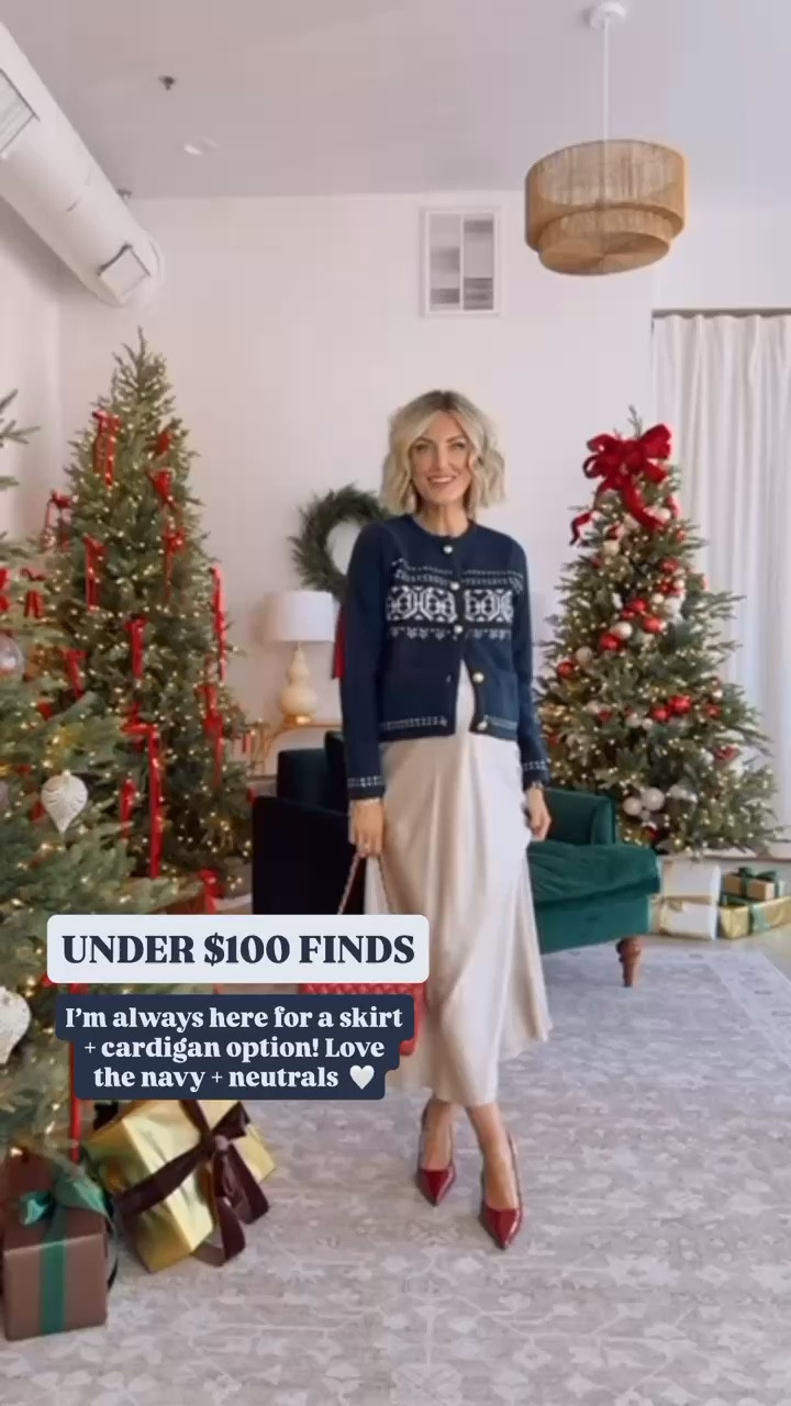 This navy fair isle cardigan is something you can dress up or down for the holidays! I dressed it up here by styling it with a slip skirt and some heels!

Loverly Grey, Christmas party, holiday party, satin skirt, fair isle sweater, fair isle cardigan, Walmart, quince 

#LTKFindsUnder100 #LTKHoliday