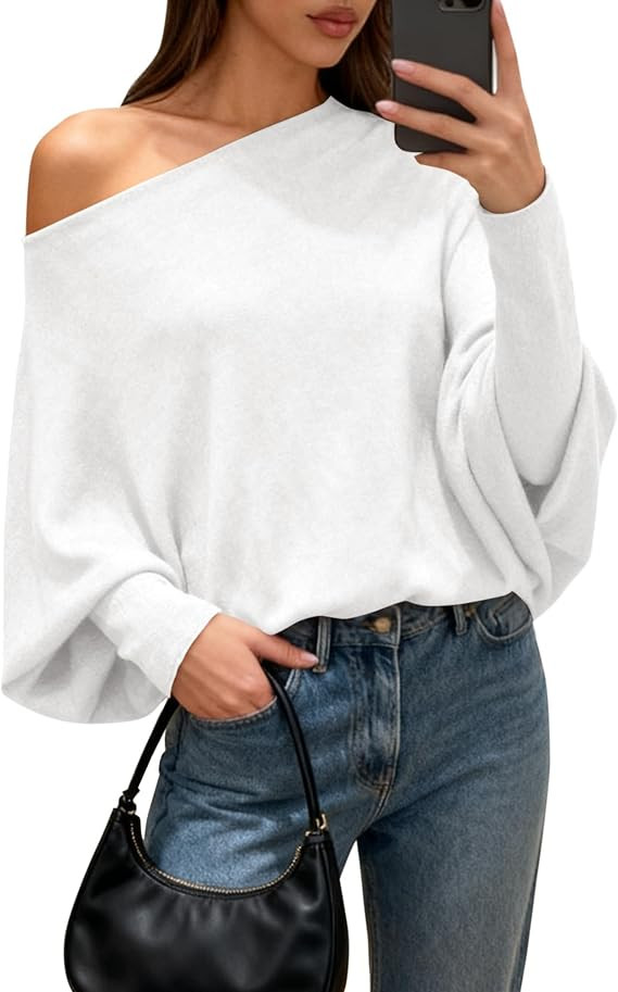 BTFBM Casual Fall Sweaters for Women 2026 Long Batwing Sleeve Ribbed Knit Tops Pullover Loose Off... | Amazon (US)