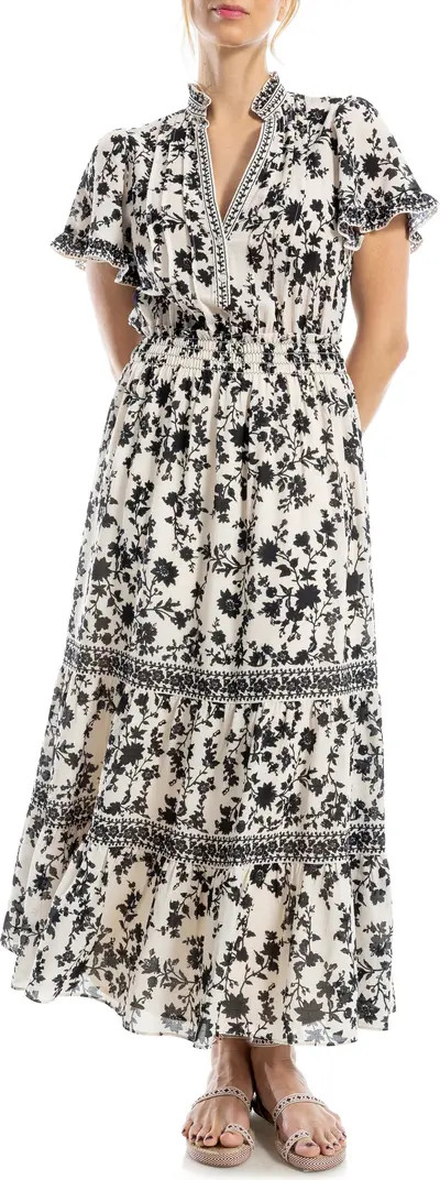 MAX STUDIO Short Sleeve Tiered Georgette Maxi Dress | Nordstromrack | Nordstrom Rack