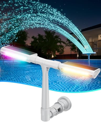 Solar Pool Fountain with 10-Color Lights – Auto Light Sensing, Remote-Controlled, Dual-Head Adj... | Amazon (US)