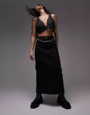Topshop denim midi skirt in washed black | ASOS (Global)