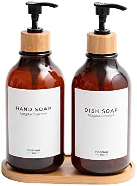 MaisoNovo Dish Soap Dispenser for Kitchen Sink w. Bamboo Pump and Soap Tray | Bathroom Soap Dispe... | Amazon (US)