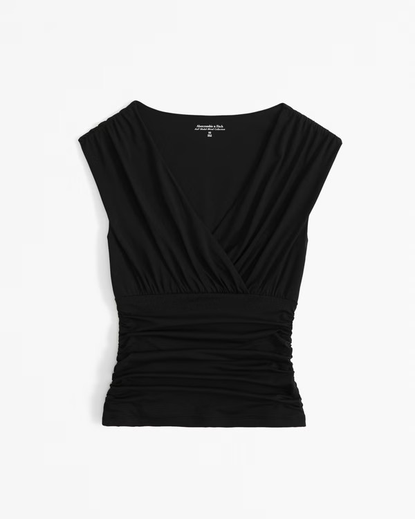 Short-Sleeve Grown-Over V-Neck Top | Abercrombie & Fitch (US)
