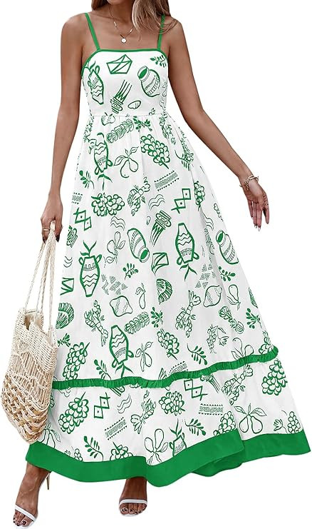 PRETTYGARDEN Summer Spaghetti Strap Dresses for Women 2026 Flowy Sundresses Casual Boho Sleeveles... | Amazon (US)