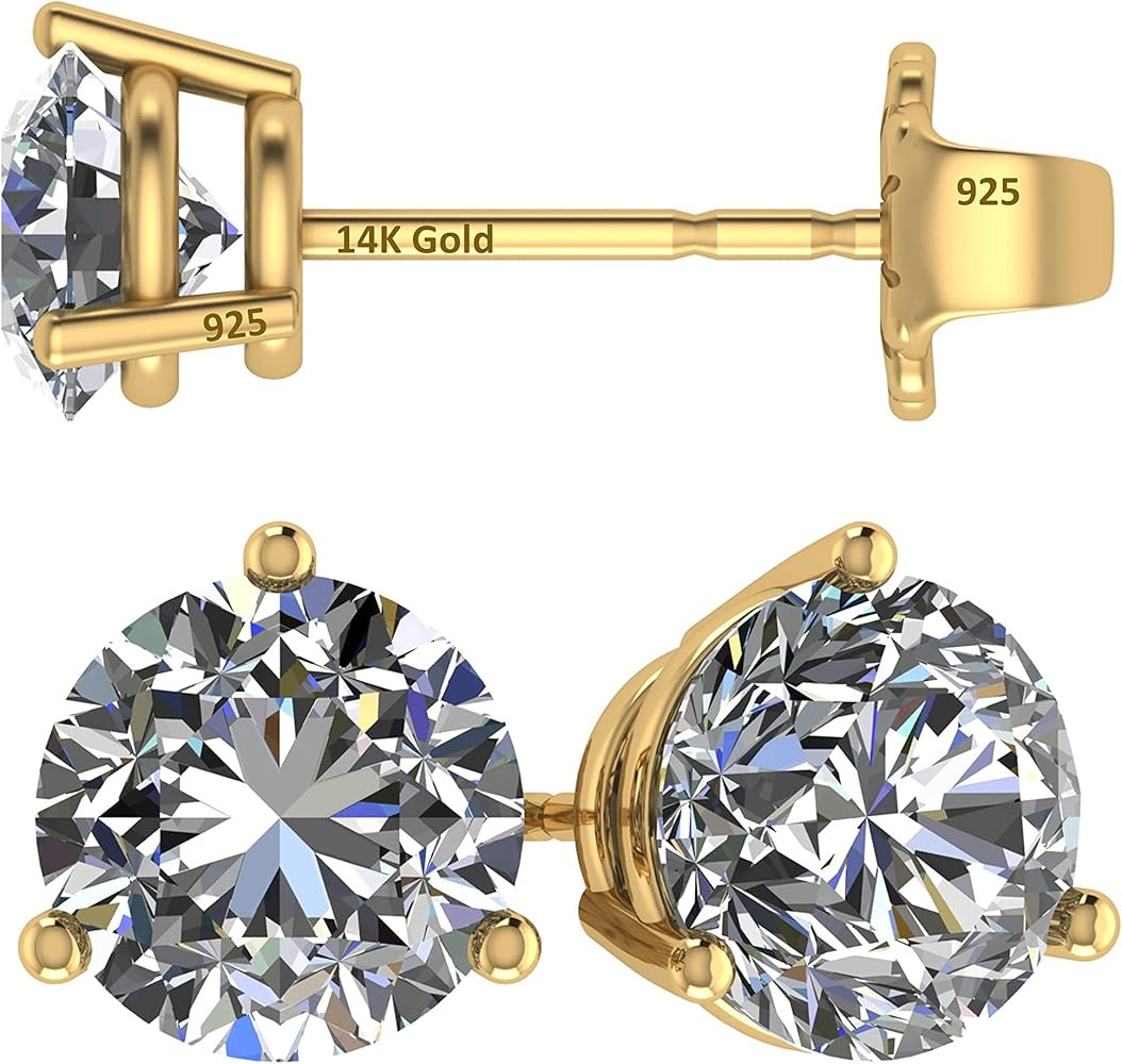 14K Gold Post & Sterling Silver - Yellow | Amazon (US)