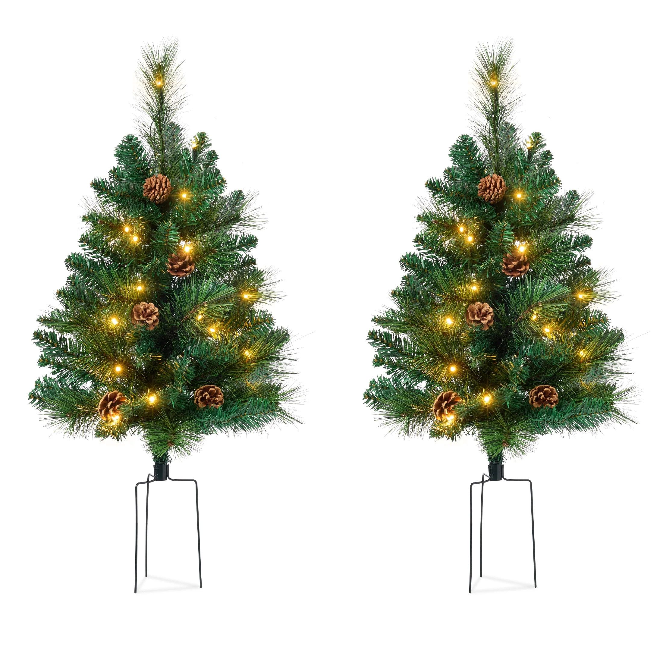 Best Choice Products Set of 2 24.5in Outdoor Scotch Pine Pathway Christmas Trees Decor w/ LED Lig... | Walmart (US)