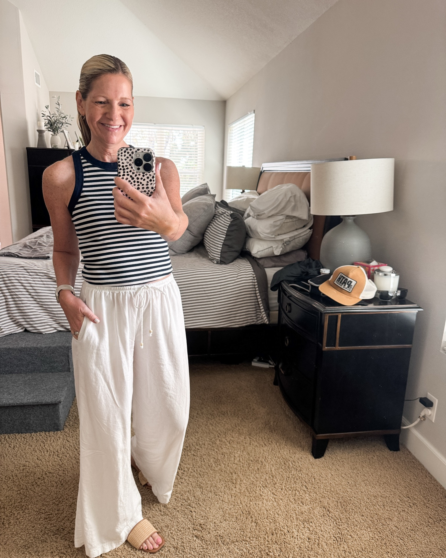 These Wild Fable linen blend pants are my favorites for Summer and I own them in both the white and this blue print. They also work well with a bathing suit.

#LTKootd #LTKSeasonal #LTKOver40