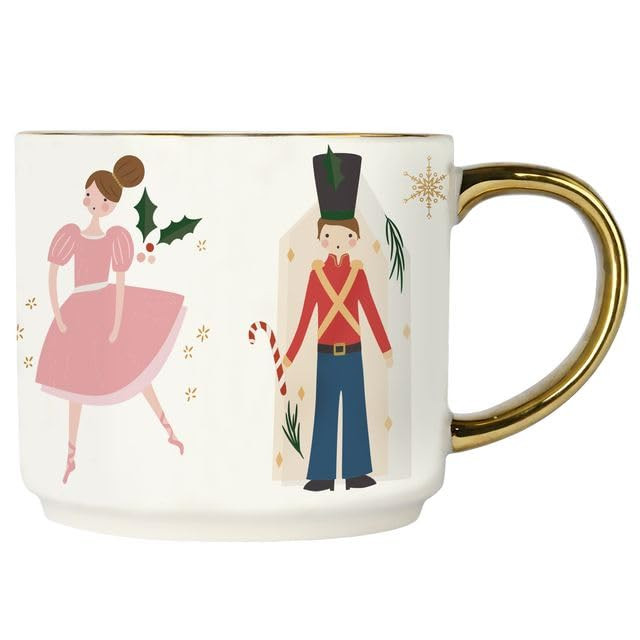 Sweet Water Decor Nutcracker Coffee Mug, 14oz China Christmas Mug with Gold Handle, Large Holiday... | Amazon (US)