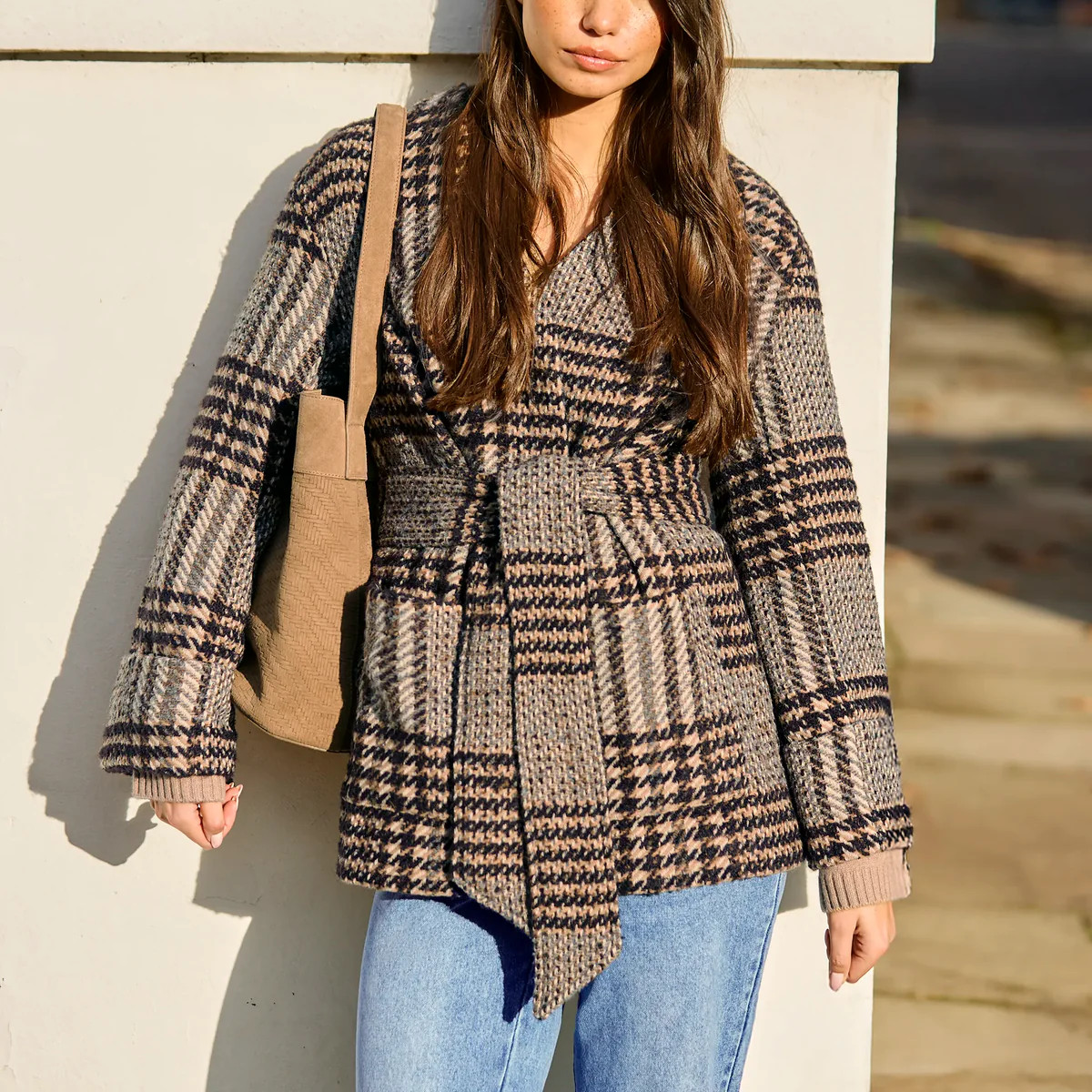 Petite Heritage Check Belted Jacket | Ro&Zo