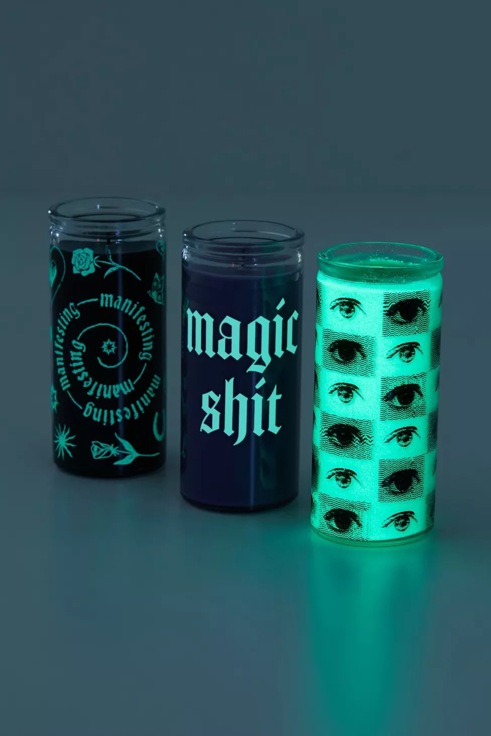 Mini 8 oz Glow-In-The Dark Glass Pillar Candle | Urban Outfitters (US and RoW)