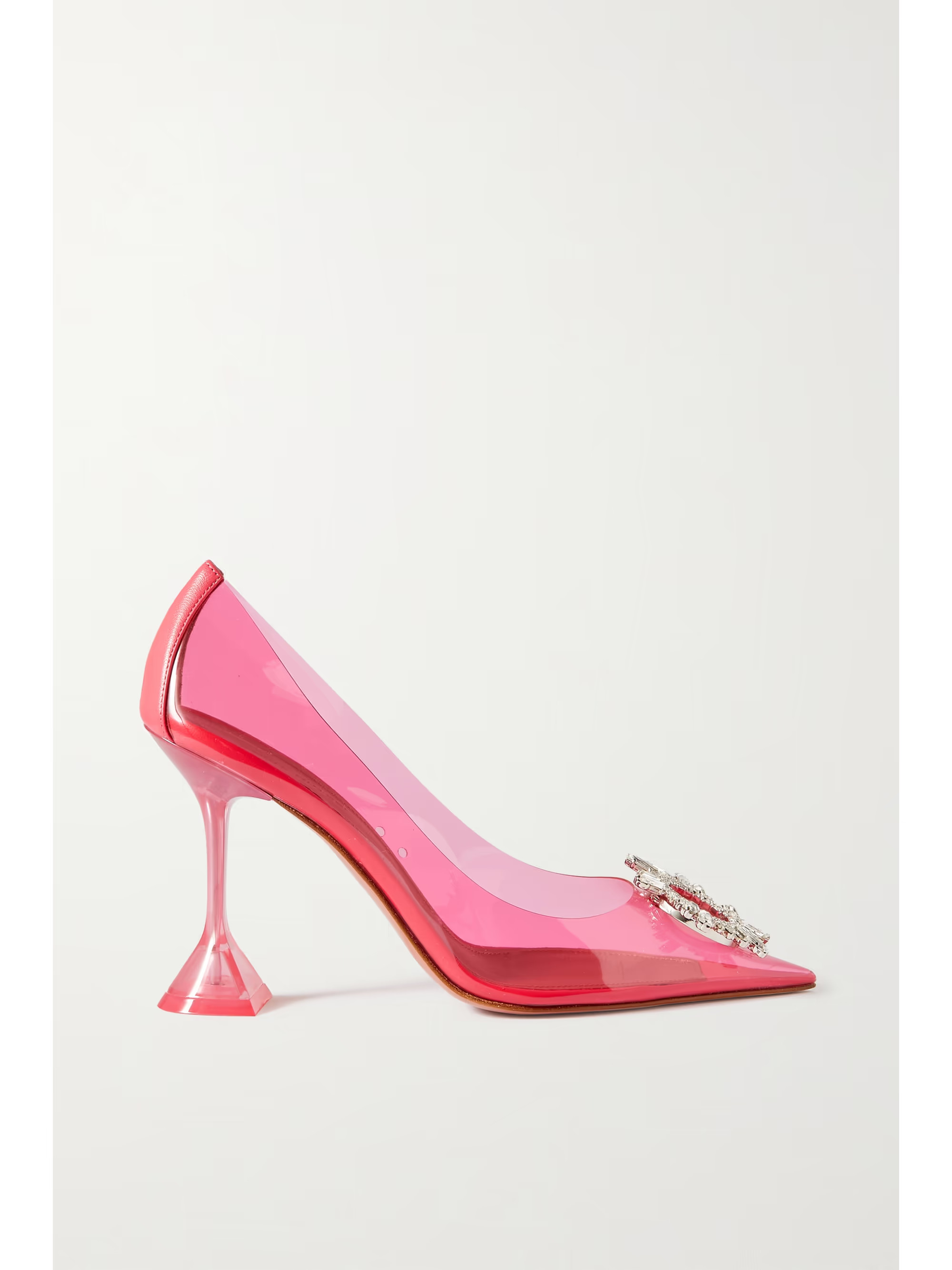 Pink Begum leather-trimmed crystal-embellished PVC pumps | AMINA MUADDI | NET-A-PORTER | NET-A-PORTER (US)