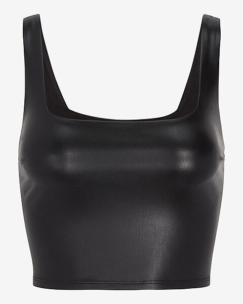 Body Contour Faux Leather Square Neck Cropped Tank | Express