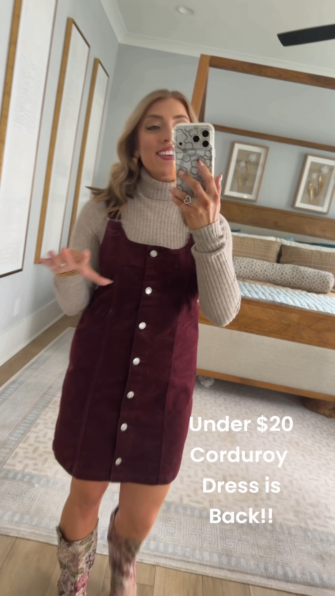 This Walmart corduroy dress is TOO cute! 🤎 I layered it over a neutral ribbed turtleneck and added floral boots for such a fun fall outfit. The deep burgundy color, button-front detail + classic overall-style silhouette make this one of those pieces you can style so many different ways. Add tights and a jacket when it gets colder! 🍂✨

#WalmartFashion #WalmartFinds #WalmartNewArrivals #WalmartDress #CorduroyDress #FallOutfit #FallFashion #AffordableFashion #LayeredOutfit #WalmartStyle

#LTKootd #LTKPetite