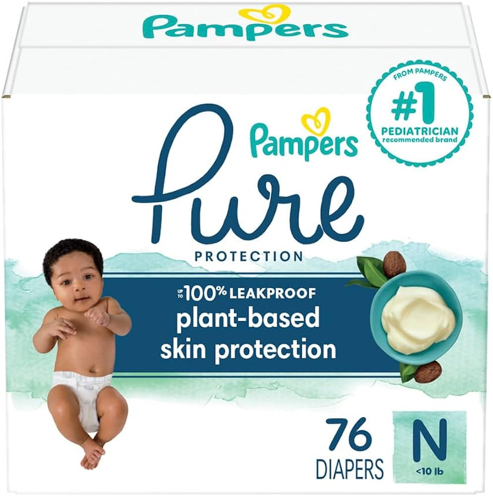 Pampers Pure Protection Diapers, Size 0, 76 Count for Up to 100% Leakproof, Plant-Based Skin Prot... | Amazon (US)
