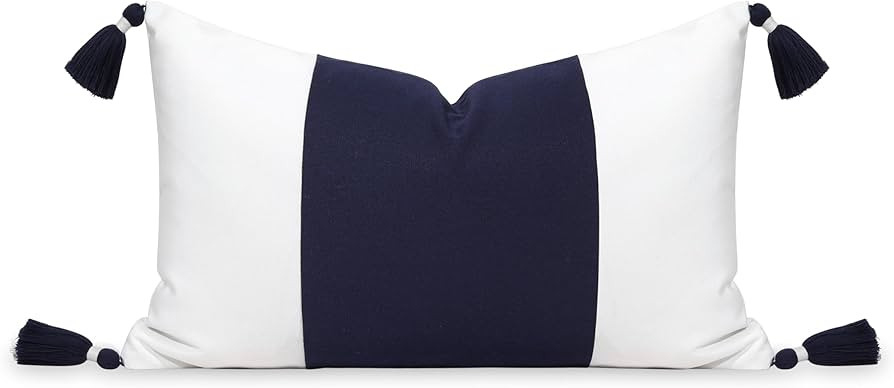 Hofdeco Premium Coastal Patio Outdoor Performance Lumbar Pillow Cover Only, 12"x20" Water Repelle... | Amazon (US)