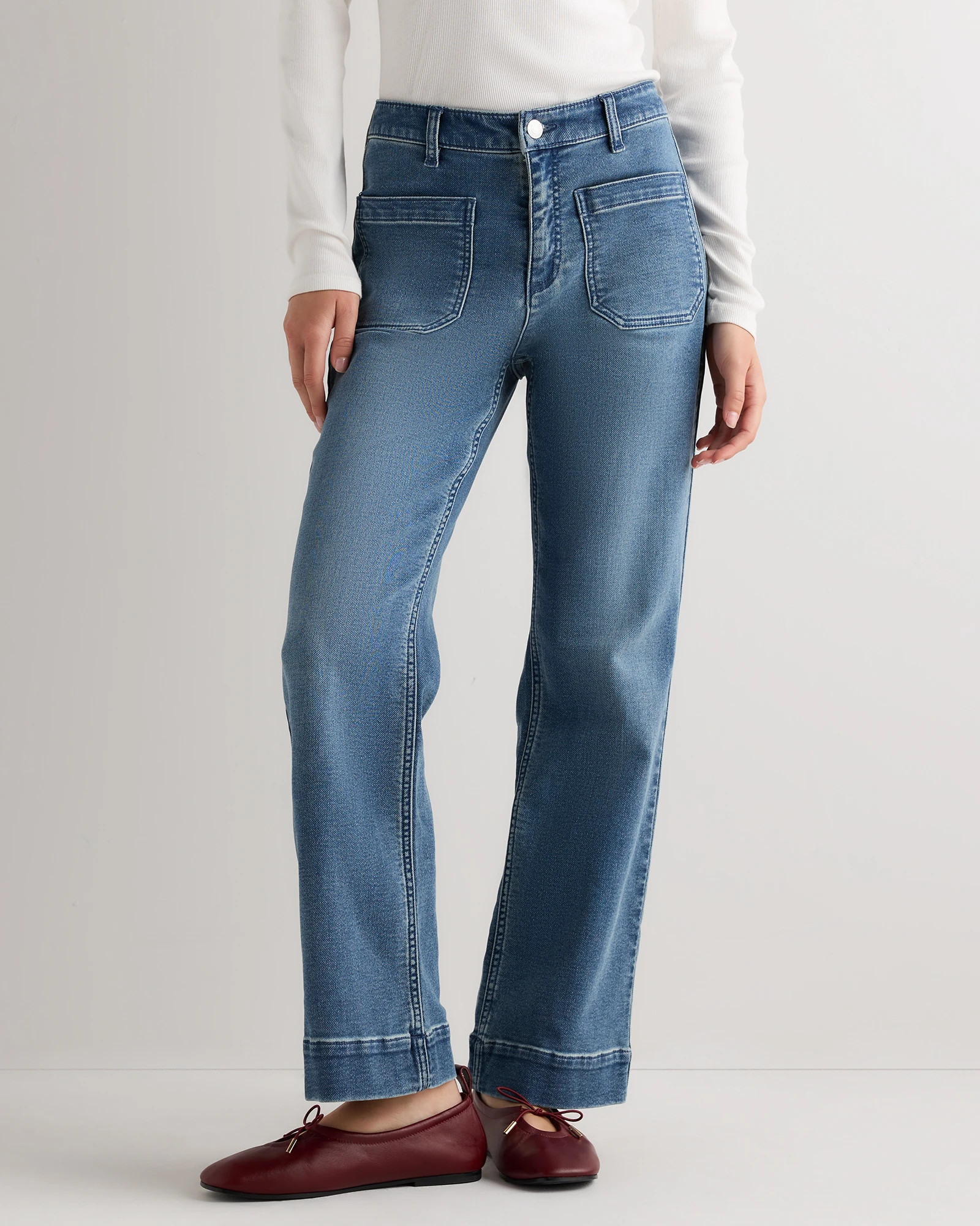 Quince | Women's French Terry Wide Leg Pants in Deep Navy, Size 16, Cotton | Quince