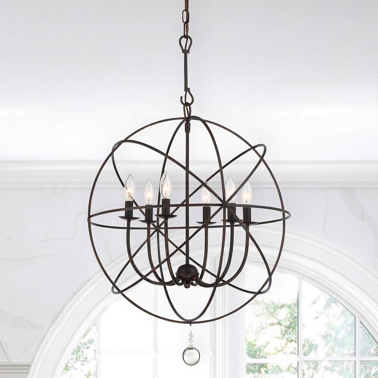 Solaris 22 1/2"W English Bronze 6-Light Sphere Chandelier | Lamps Plus