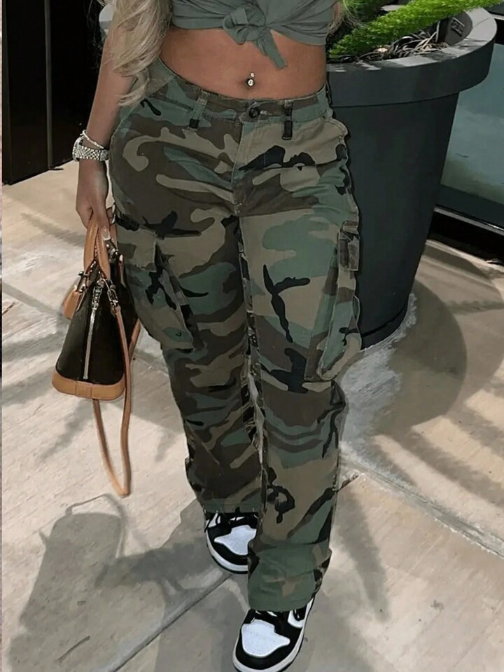 SHEIN Slayr New Streetwear Camouflage Printed Utility Workwear Cargo Pants | SHEIN USA | SHEIN