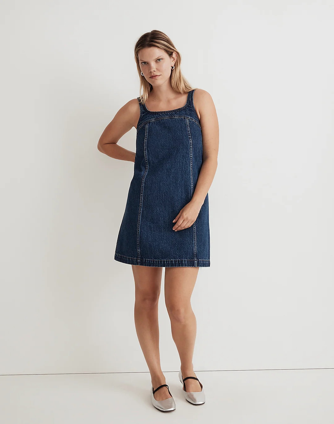 Denim A-Line Sleeveless Mini Dress in Ladera Wash | Madewell