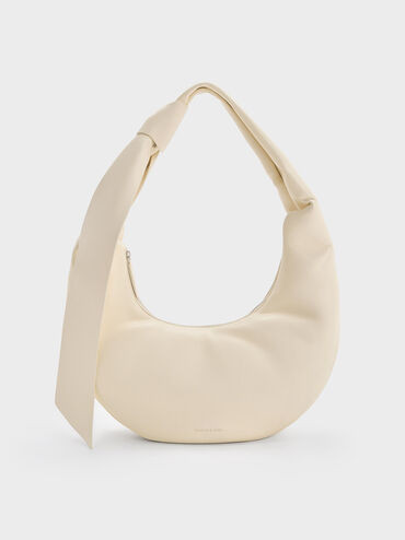 Toni Knotted Curved Hobo Bag
 - Chalk | Charles & Keith US