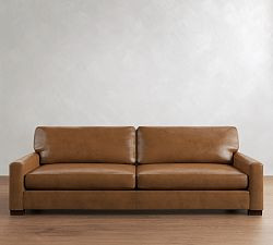 Turner Square Arm Leather Sofa (65"–104") | Pottery Barn (US)