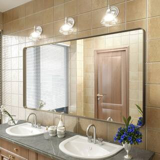 60 in. W x 30 in. H Rectangular Aluminum Alloy Frame with Inner Deep Design and Tempered Glass Wall Mirror in Bronze | The Home Depot