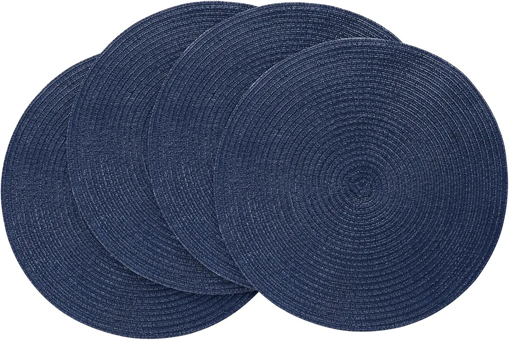 Floroom 15 Inch Round Braided Placemats Set of 4, Washable Heat Resistant Cotton Polyester Circle... | Amazon (US)